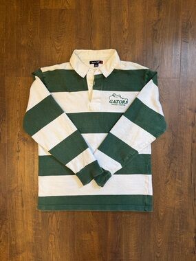 Green and White Gators Rugby Shirt with Embroidered Logo